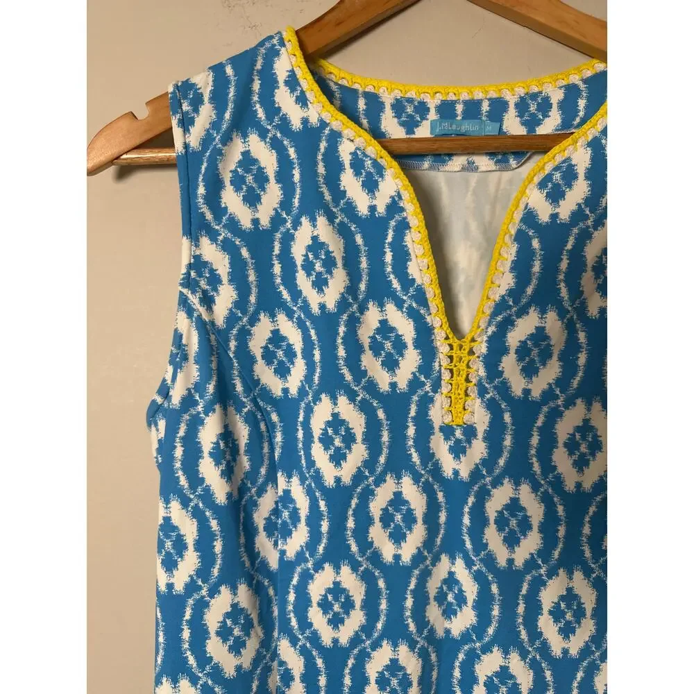 J McLaughlin Catalina Cloth Shift Dress Sleeveless Womens Size M Blue - Picture 2 of 9